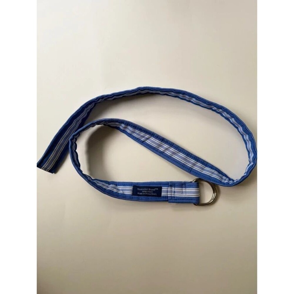 Nantucket Brand Blue & White Striped Padded Belt - Size L
